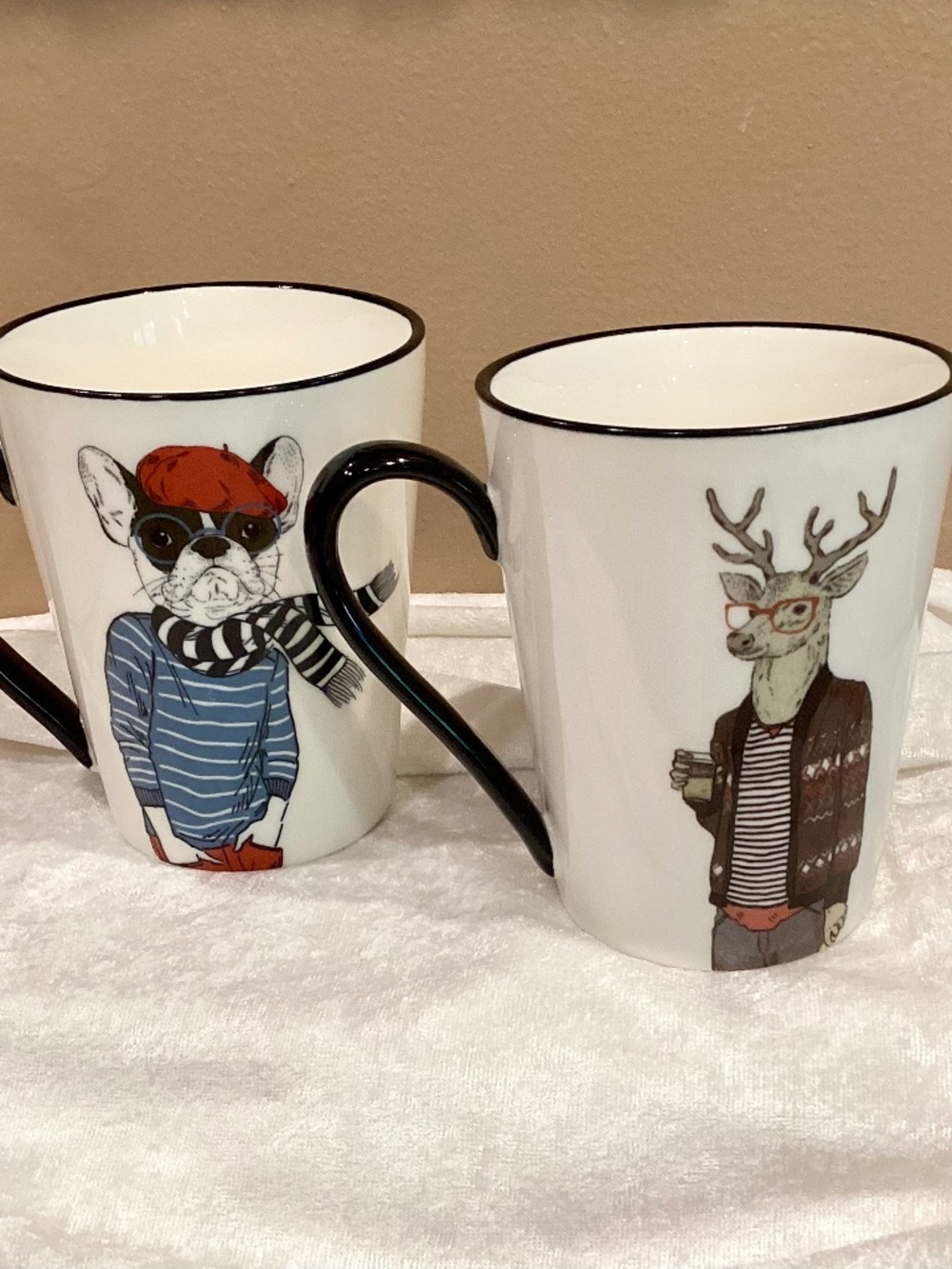 Set of 2 Signature Housewares Hipster Animal Coffee/Tea 16.5oz Mugs